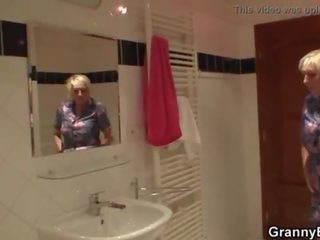 Blonde old granny is doggystyle fucked