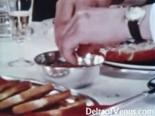 Vintage dirty video mov 1960s - Hairy middle-aged Brunette - Table For Three